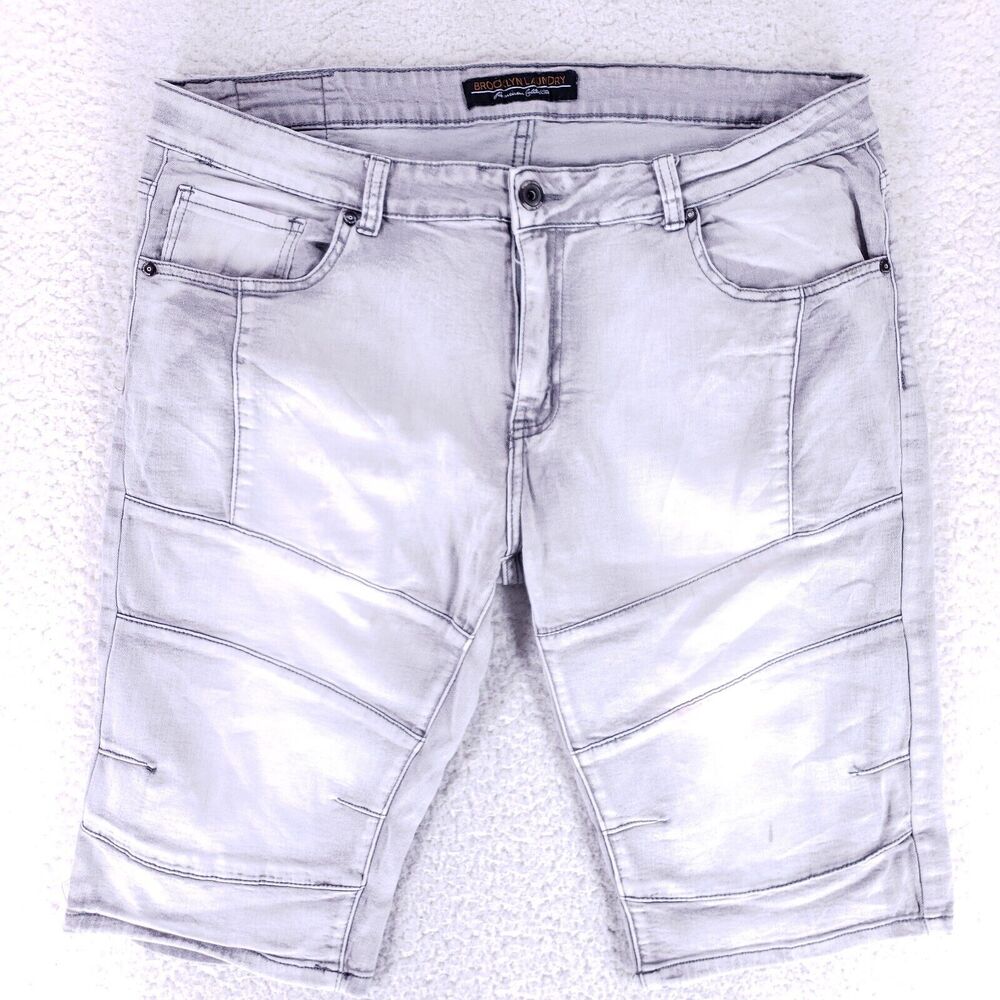 Brooklyn Laundry Jean Short Denim Cotton Men SZ 36 Gray Straight Stretch VTG 90s